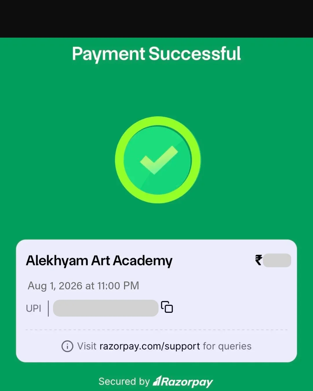 Step 1: the payment confirmation screen after enrolling