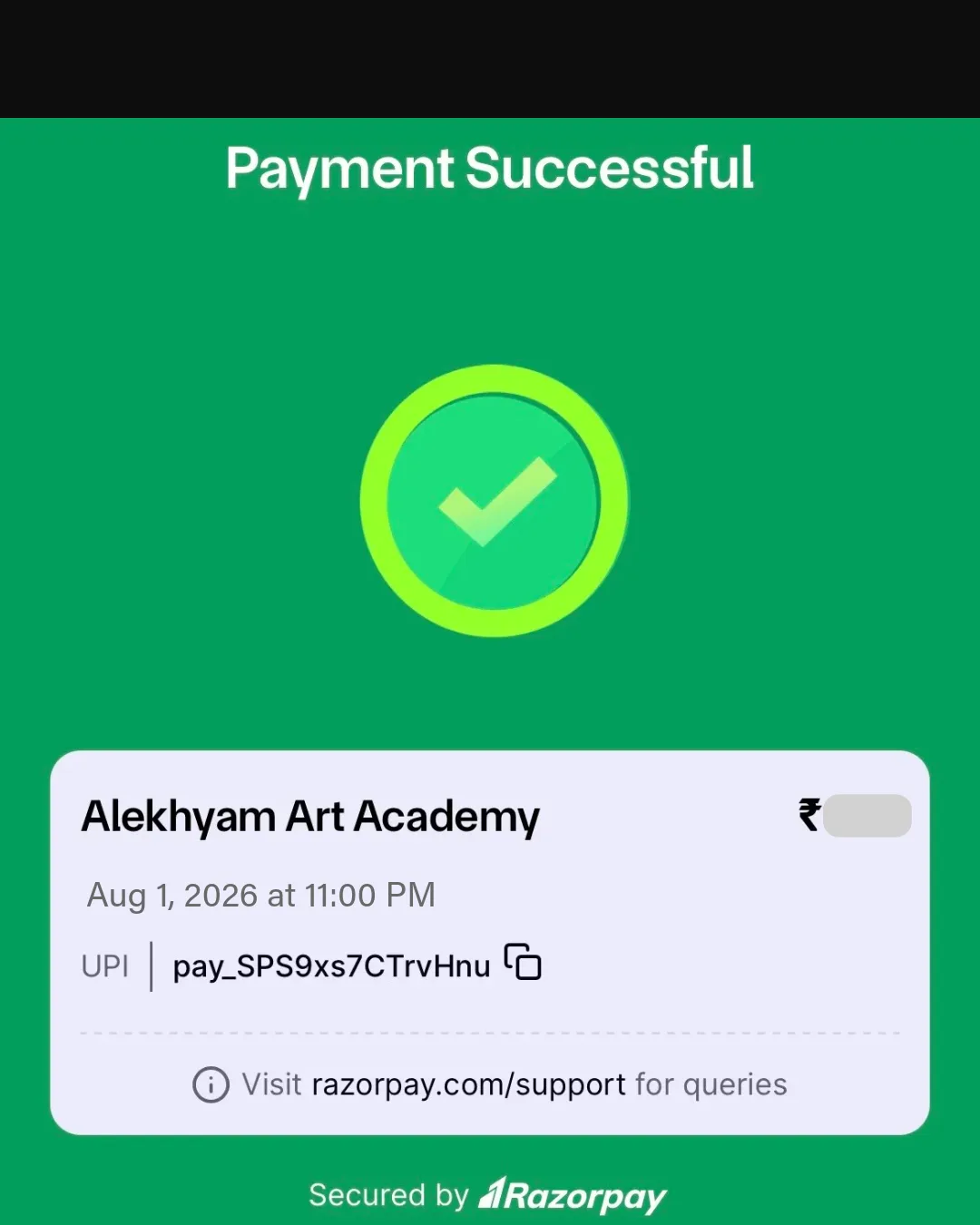 Step 1: the payment confirmation screen after enrolling