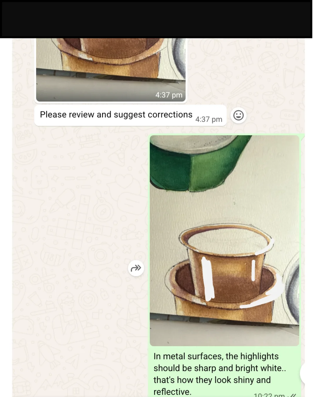 Step 4: personal feedback from the mentor on WhatsApp
