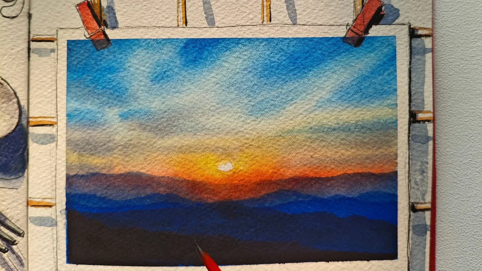 Watercolour artwork showing the workshop's expressive final outcomes