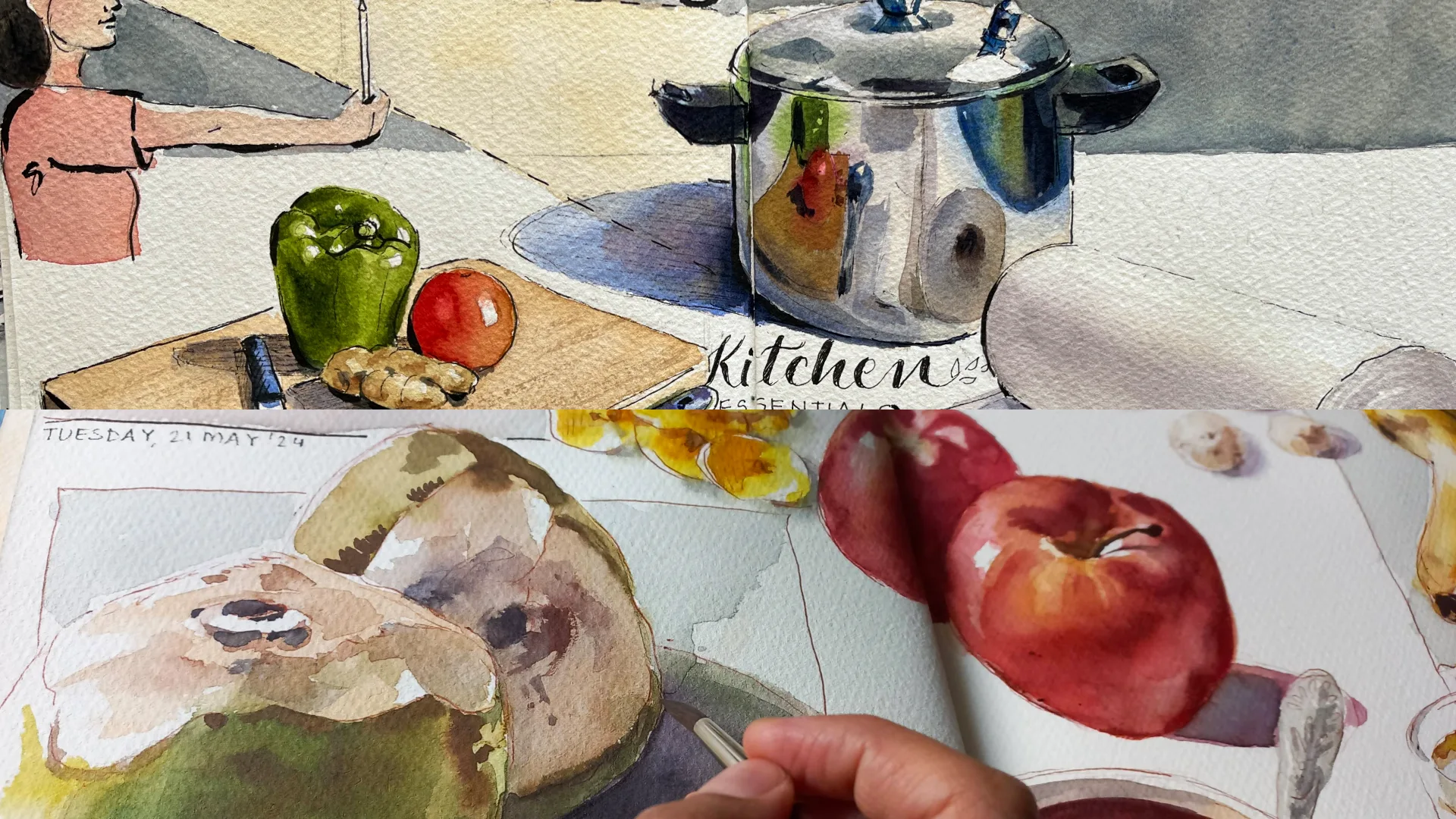 Preview of workshop artwork from the 14-day watercolour workshop