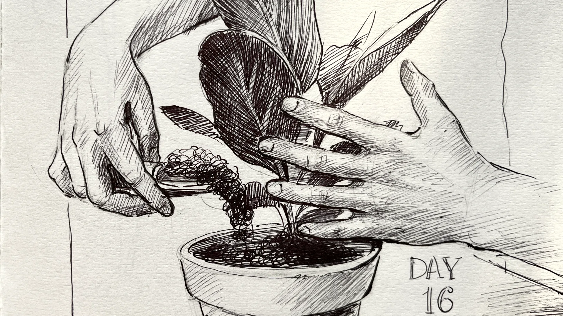 Sketching course artwork closing the page journey