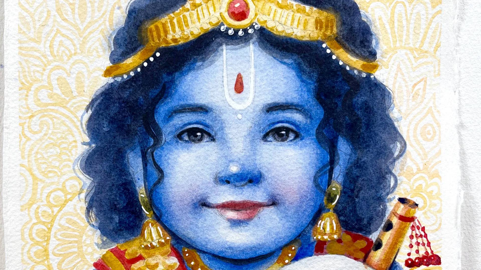 Baby Krishna in Watercolour hero image