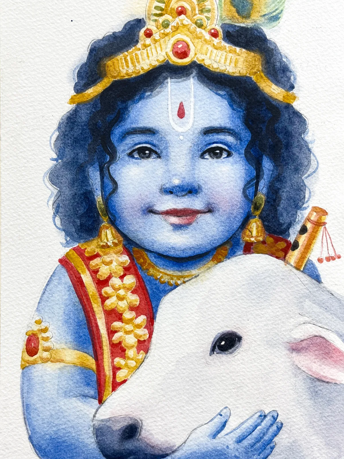 Baby Krishna in Watercolour