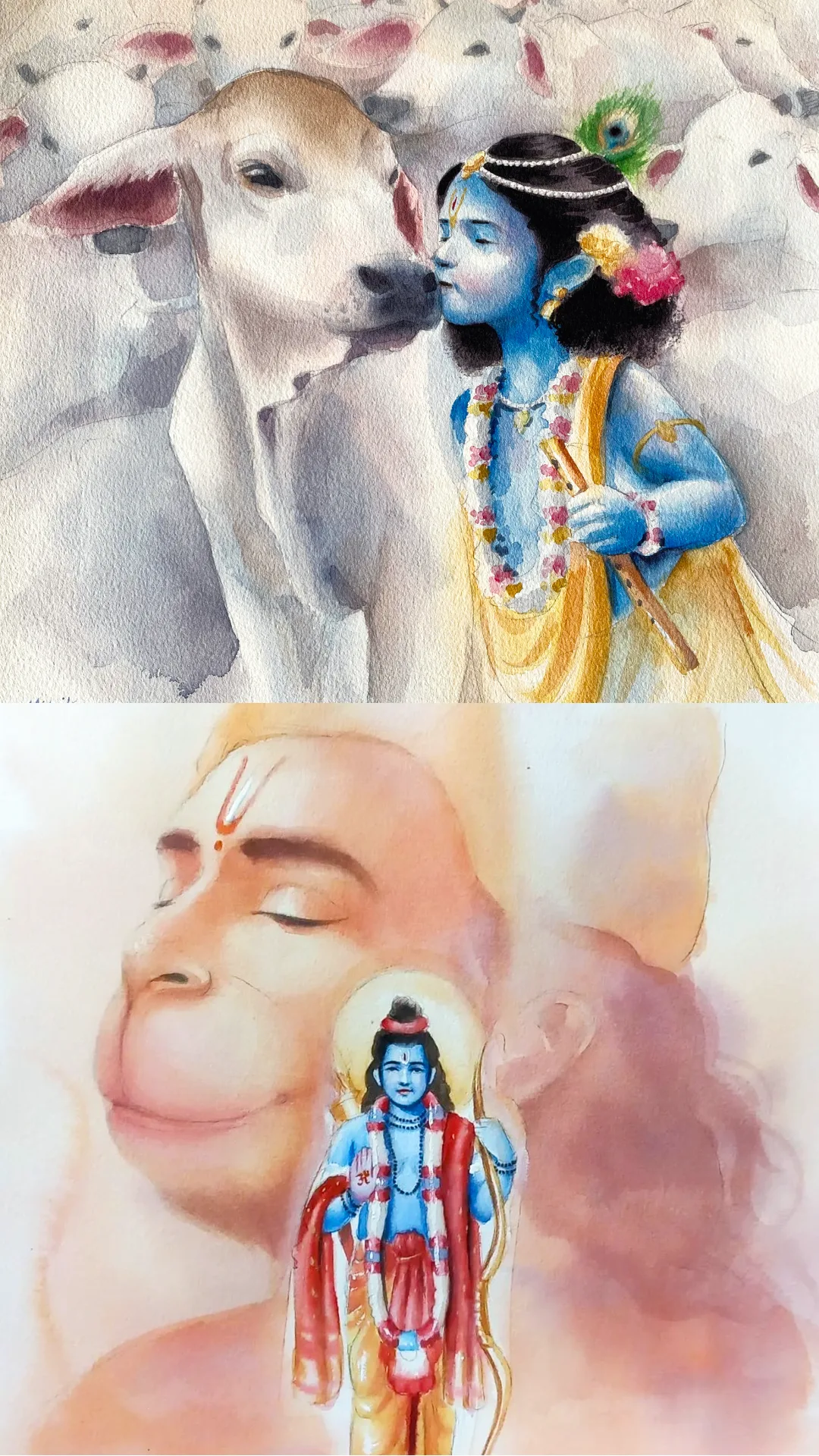 Original composition and layered painting preview