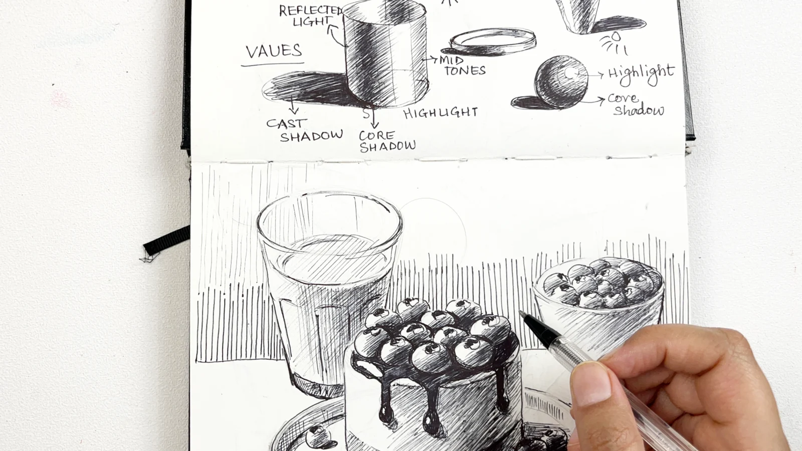 Ball pen construction lines and simple shapes