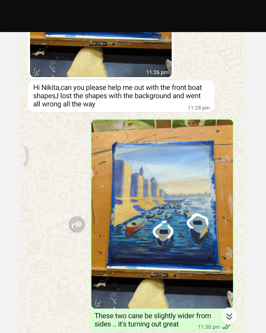 Individual artwork feedback shared after an Alekhyam workshop