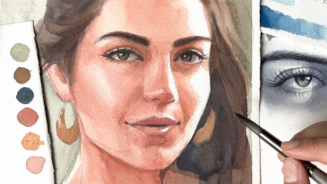 A finished watercolour portrait