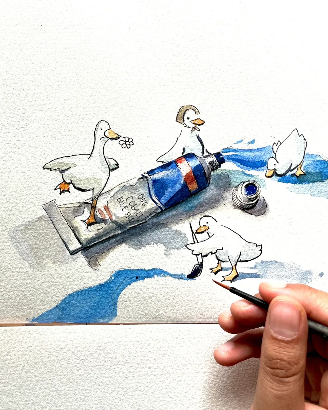 A finished watercolour from the workshop