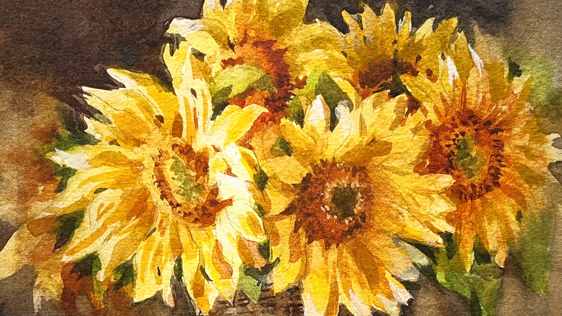 Layered floral watercolour composition