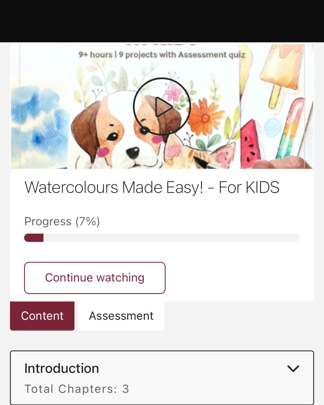 Child watching painting lesson on tablet