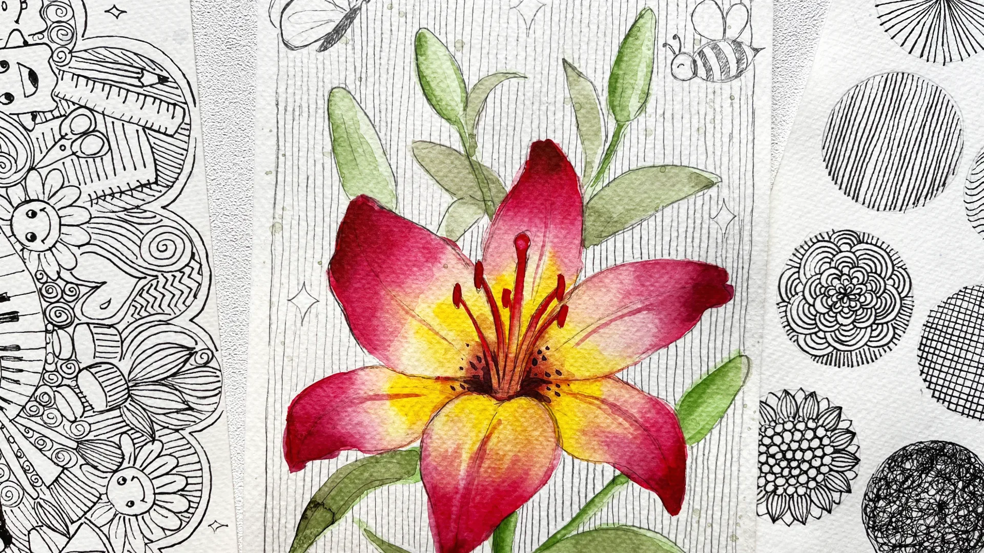 Preview of Watercolours Made Easy! For Kids course paintings