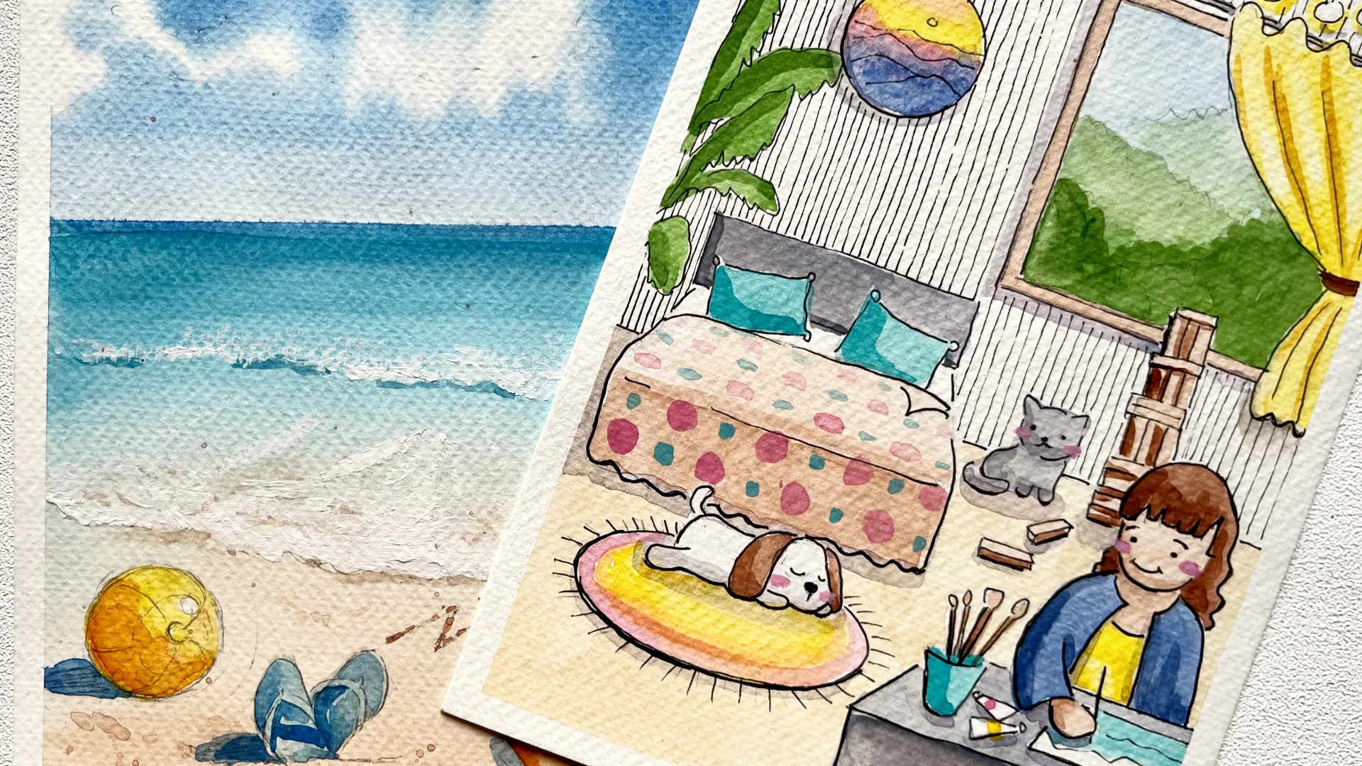 Watercolours for Kids course artwork showing what your enrolment includes