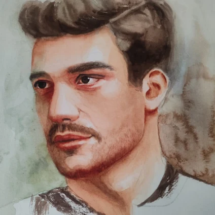 Learner artwork: a painted portrait of a man