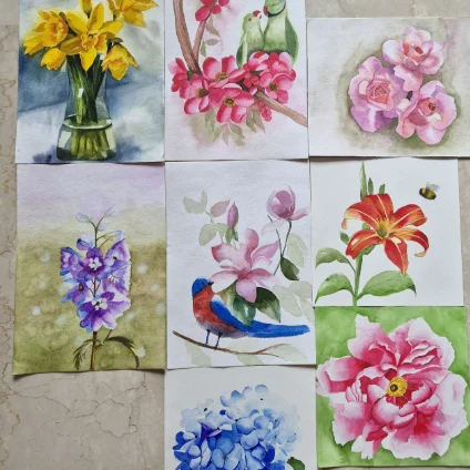 Learner artwork: a floral watercolour composition