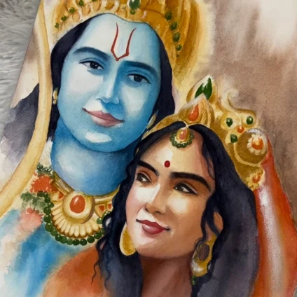 Learner artwork: a Radha and Krishna painting
