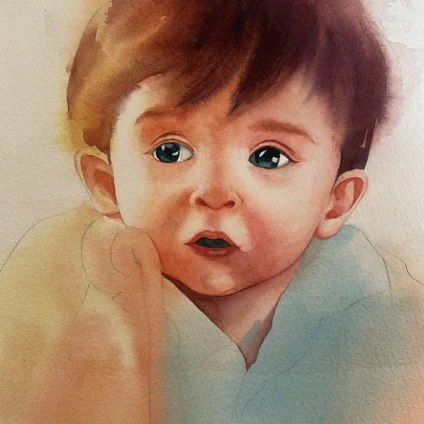 Learner artwork: a baby portrait with warm tones